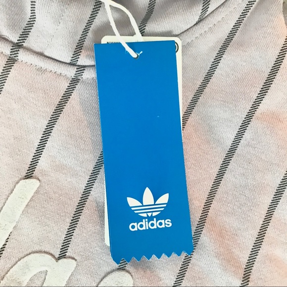 New Adidas Dusty Purple Striped Cropped Hoodie - Picture 4 of 4